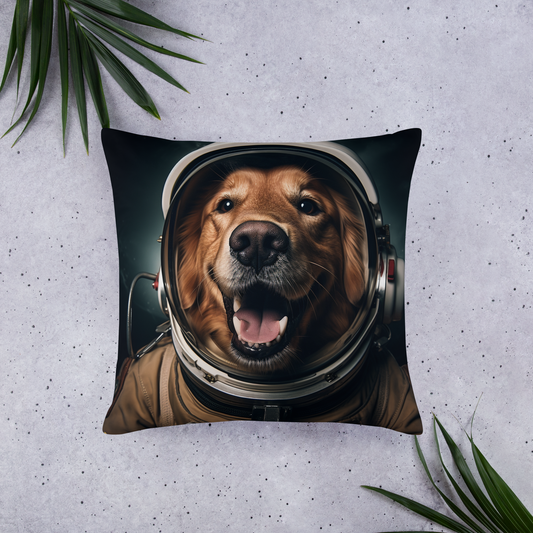 Golden Retriever Astronaut Basic Pillow