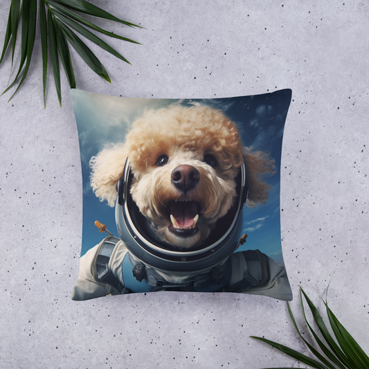 Poodle Astronaut Basic Pillow