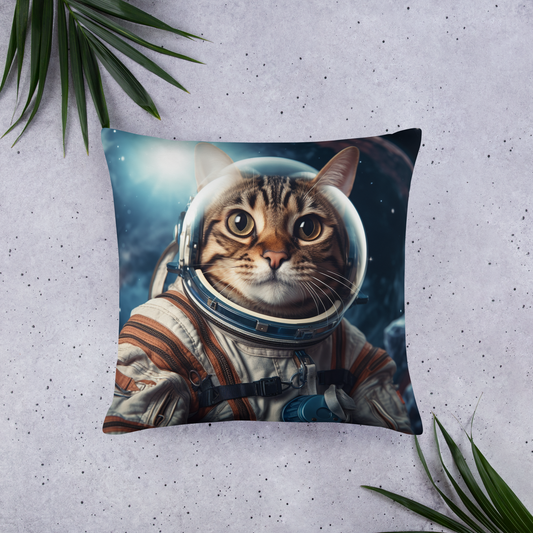 Domestic Shorthair Astronaut Basic Pillow