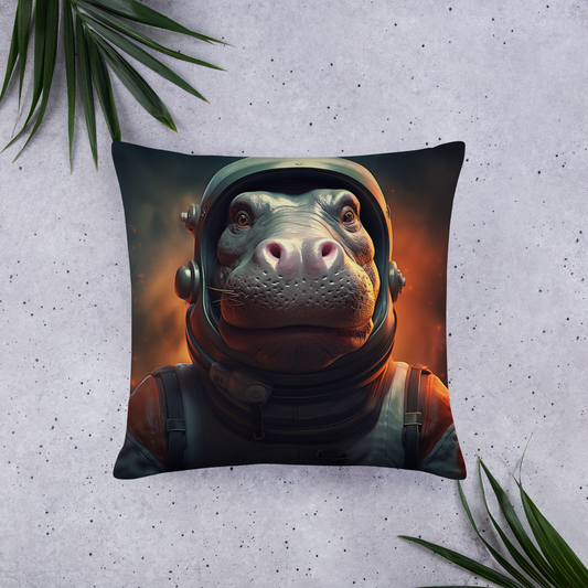 Hippo Astronaut Basic Pillow
