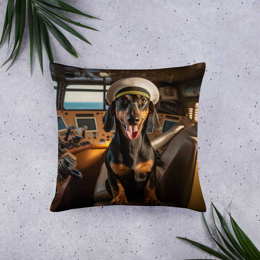 Dachshund CruiseShipCaptain Basic Pillow