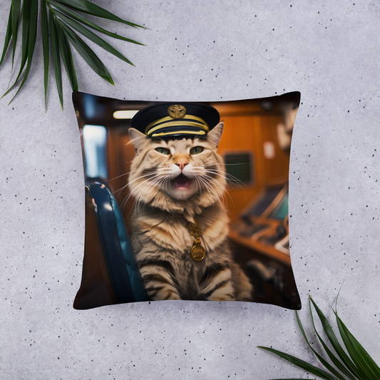 Maine Coon CruiseShipCaptain Basic Pillow