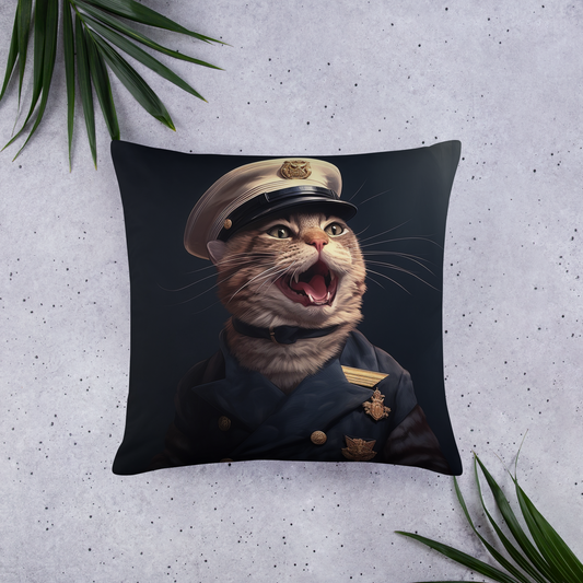 Domestic Shorthair NavyOfficer Basic Pillow