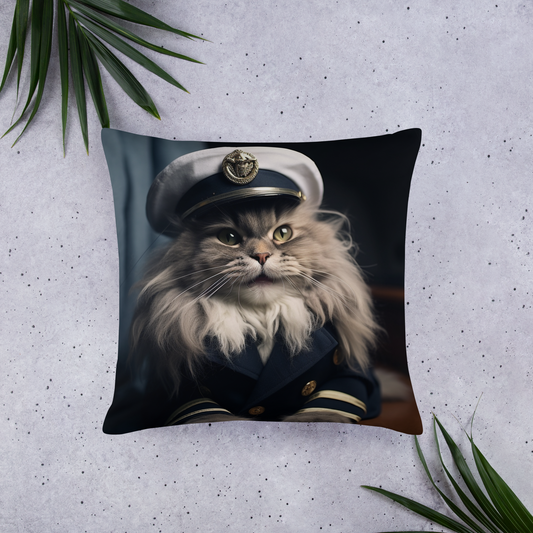 Maine Coon NavyOfficer Basic Pillow