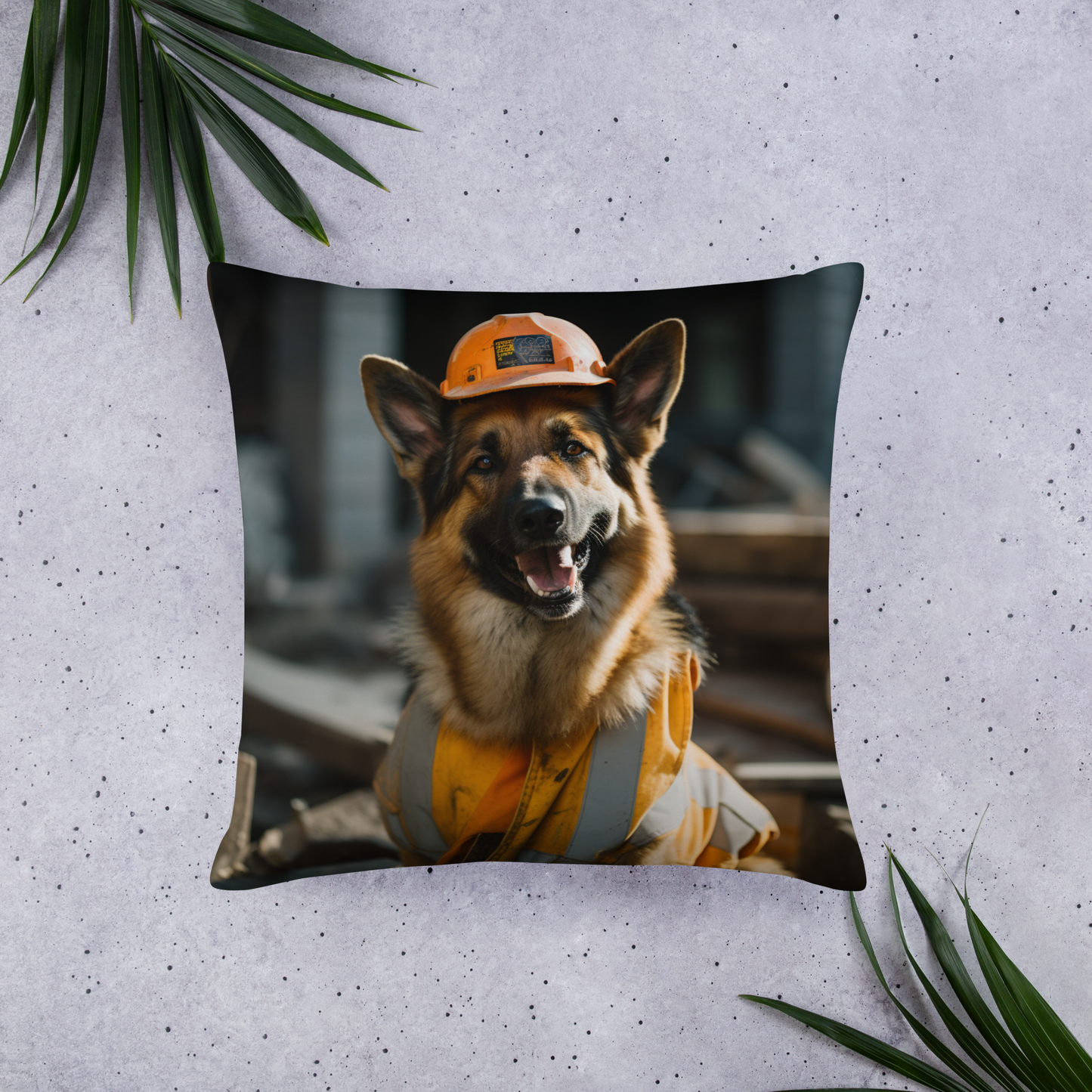 German Shepherd ConstructionWorker Basic Pillow