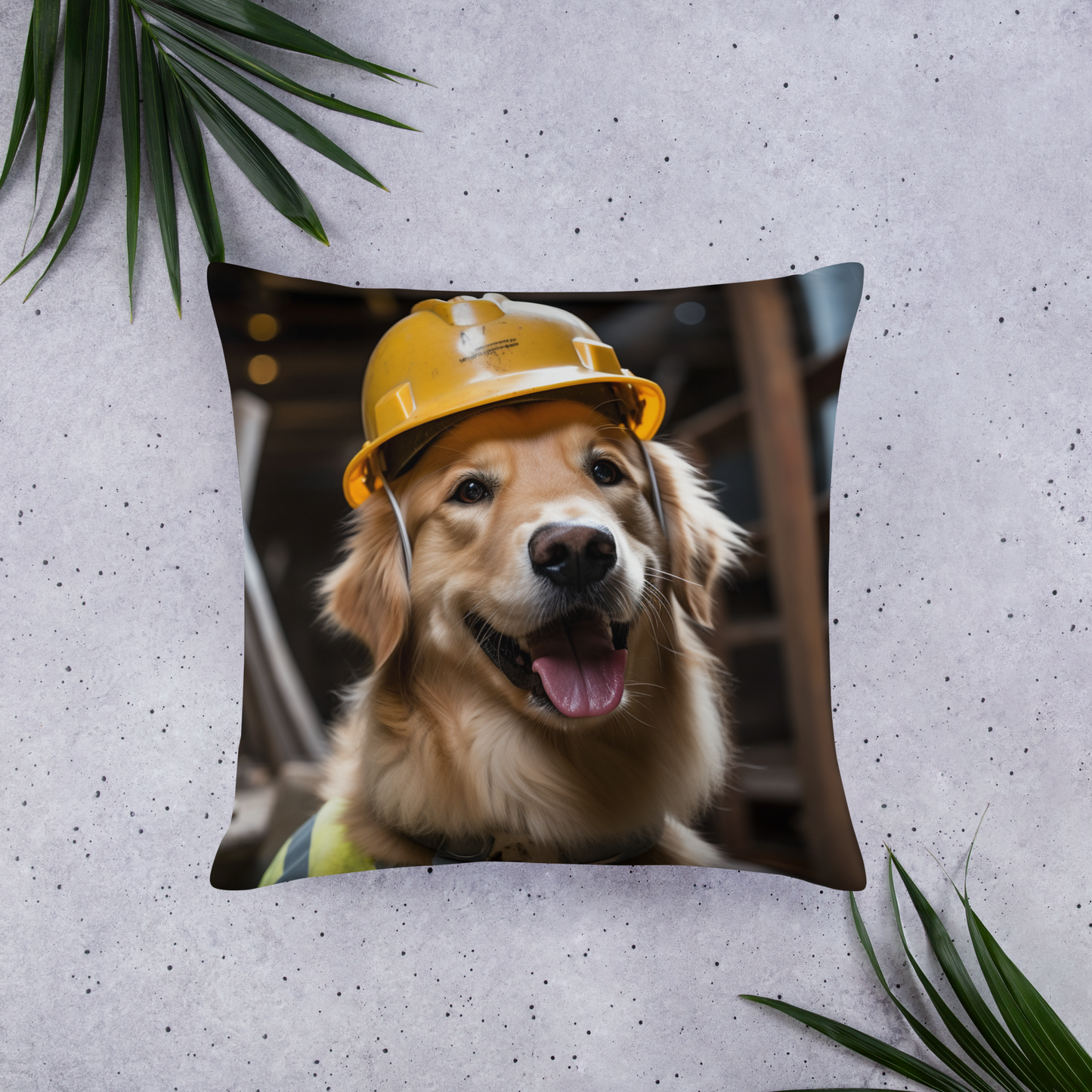 Golden Retriever ConstructionWorker Basic Pillow