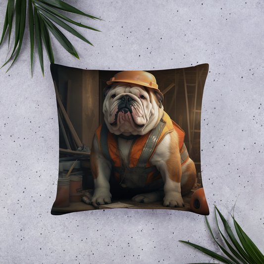 Bulldog ConstructionWorker Basic Pillow