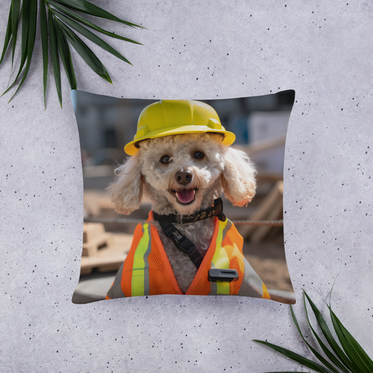 Poodle ConstructionWorker Basic Pillow