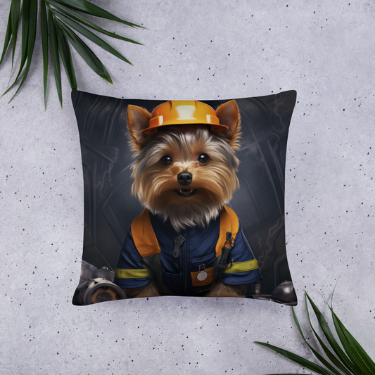 Yorkshire Terrier ConstructionWorker Basic Pillow