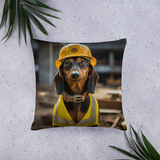 Dachshund ConstructionWorker Basic Pillow