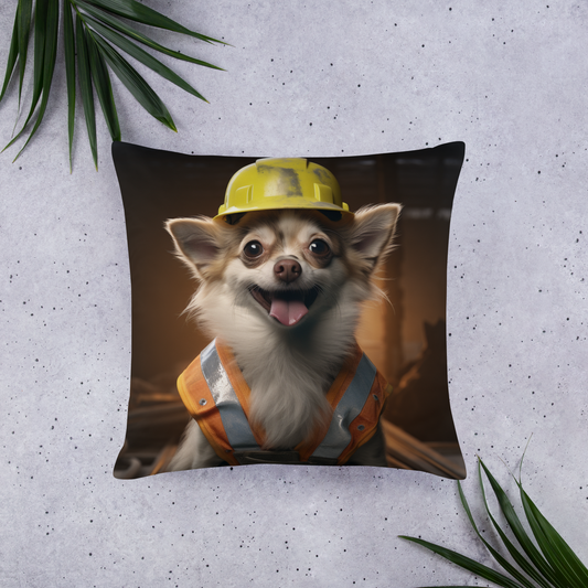 Chihuahua ConstructionWorker Basic Pillow