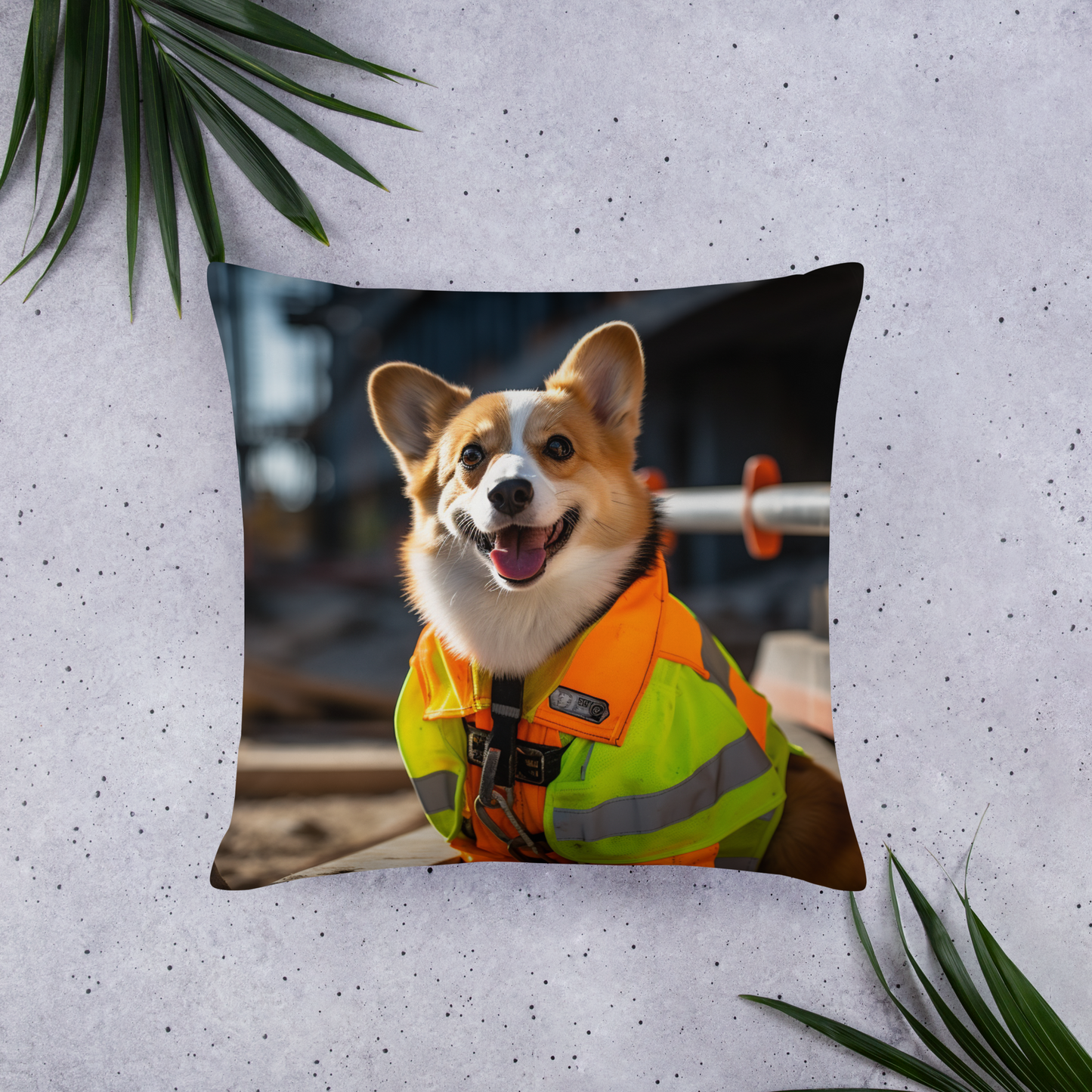 Pembroke Welsh Corgi ConstructionWorker Basic Pillow