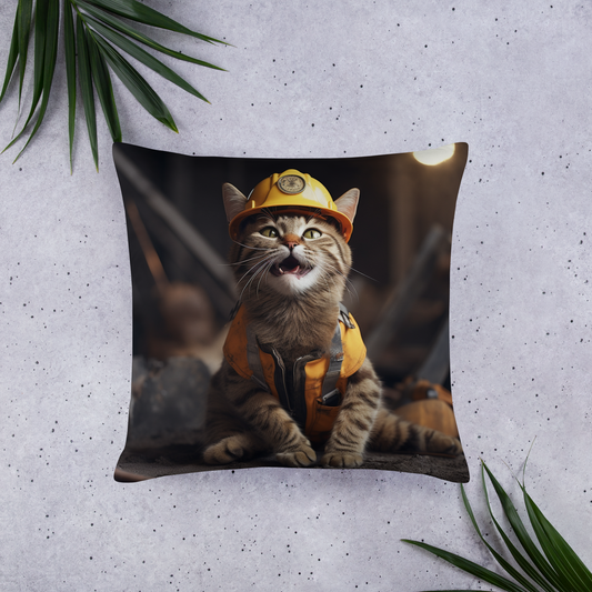 Domestic Shorthair ConstructionWorker Basic Pillow