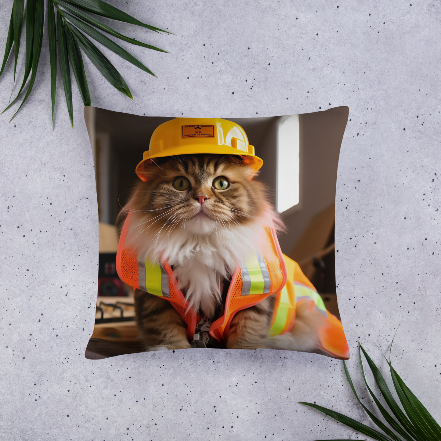 Maine Coon ConstructionWorker Basic Pillow