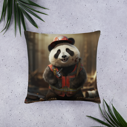 Panda ConstructionWorker Basic Pillow