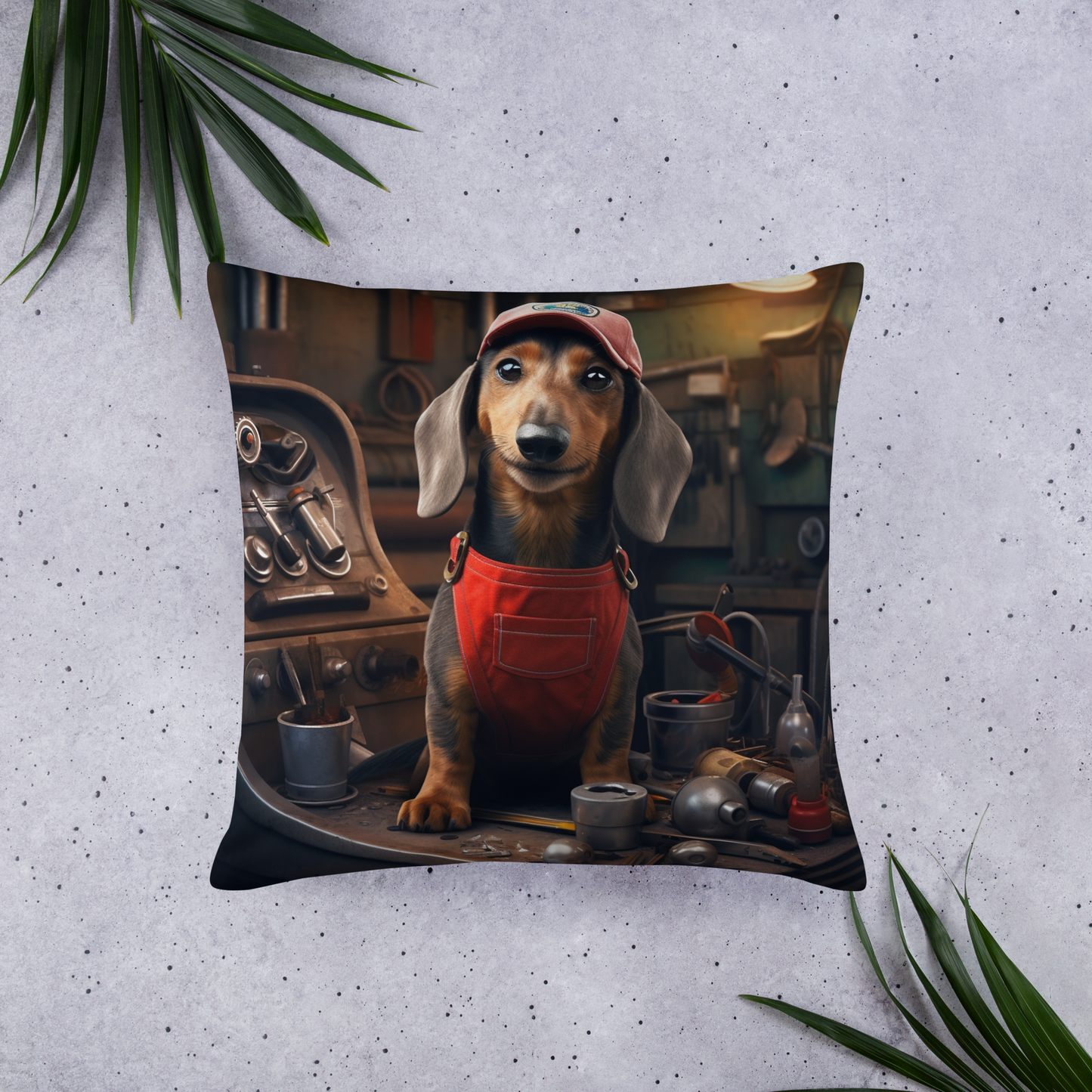 Dachshund AutoMechanic Basic Pillow