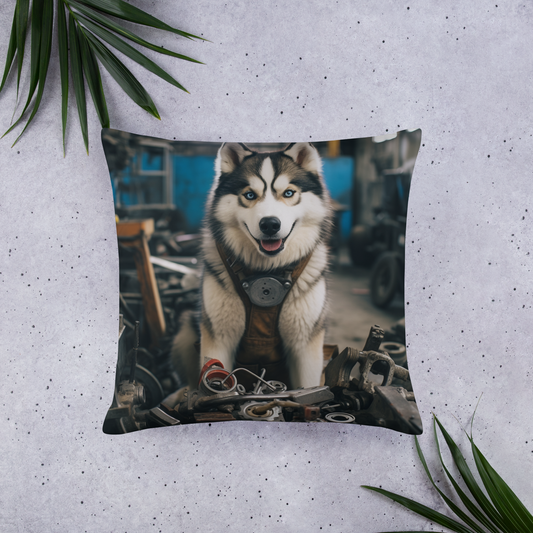 Siberian Husky AutoMechanic Basic Pillow