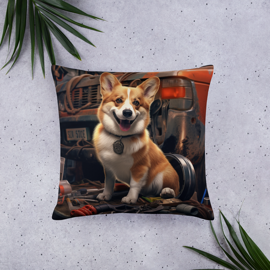 Pembroke Welsh Corgi AutoMechanic Basic Pillow