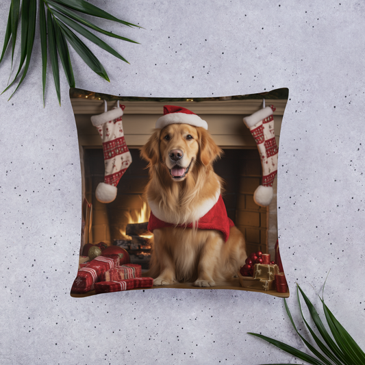 Golden Retriever Christmas Basic Pillow