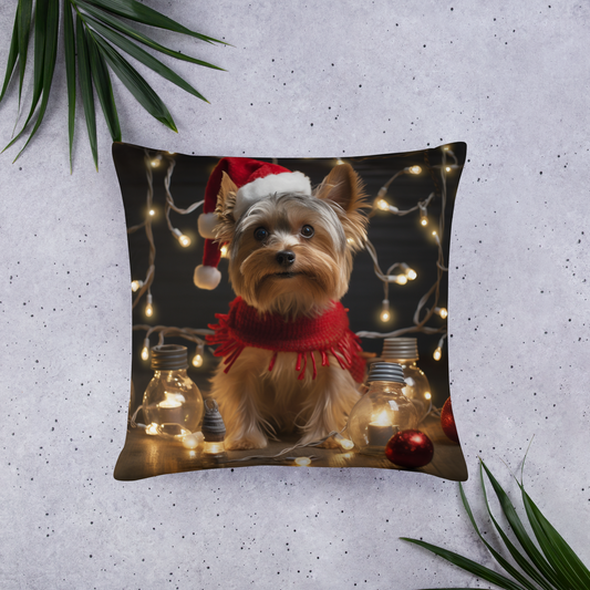 Yorkshire Terrier Christmas Basic Pillow
