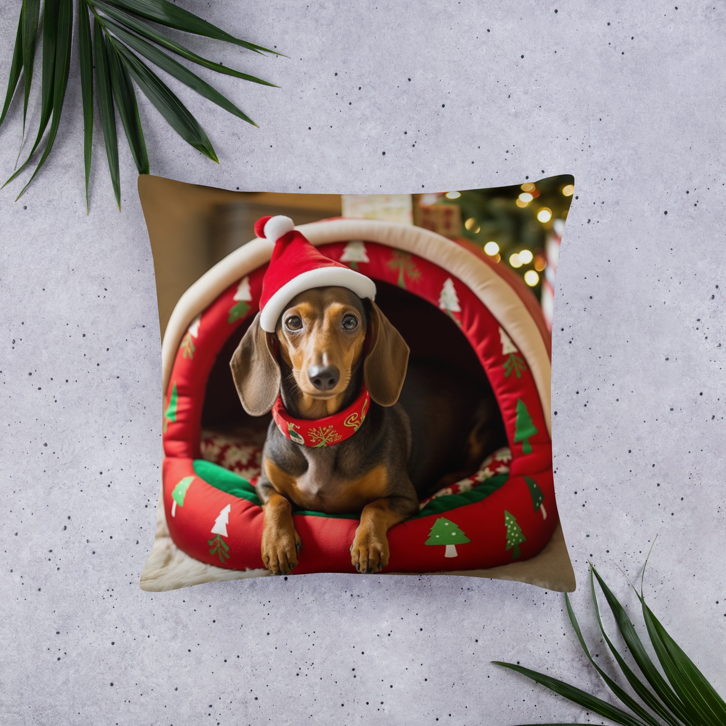 Dachshund Christmas Basic Pillow