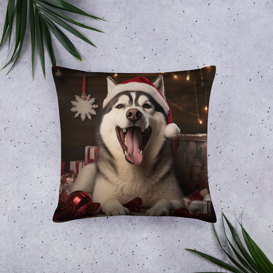 Siberian Husky Christmas Basic Pillow