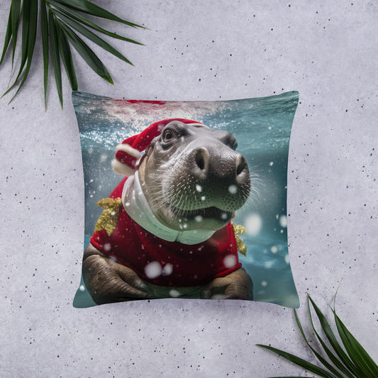 Hippo Christmas Basic Pillow