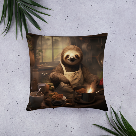 Sloth Chef Basic Pillow