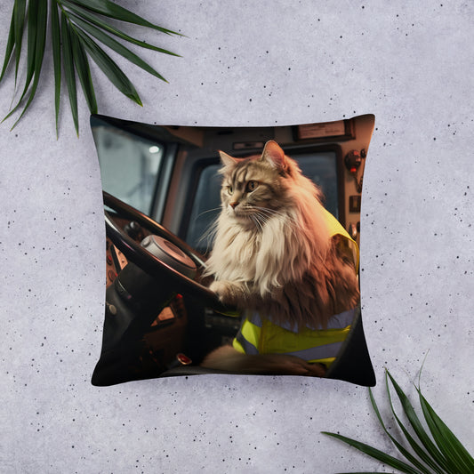 Maine Coon Bus Driver Basic Pillow