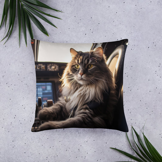 Maine Coon Airline Pilot Basic Pillow