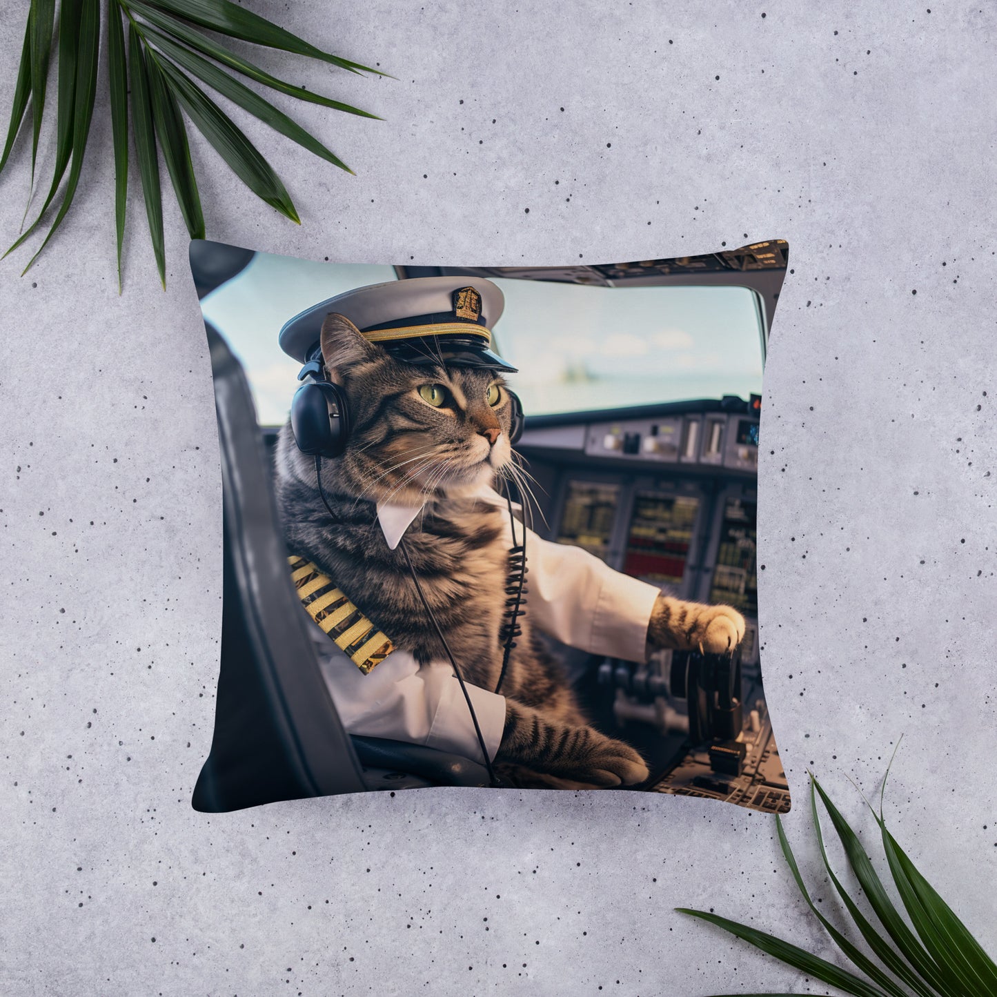 Domestic Shorthair Airline Pilot Basic Pillow