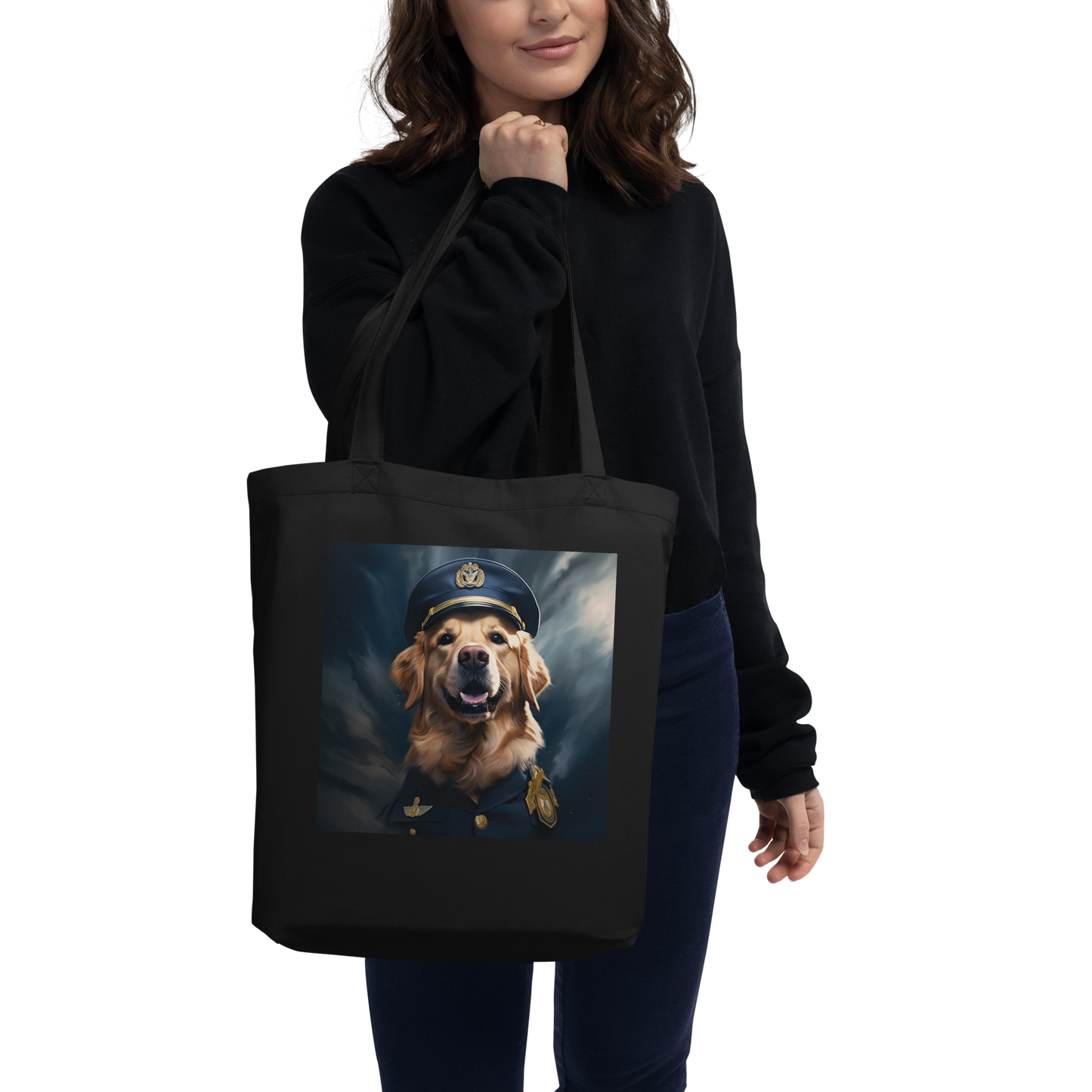 Golden Retriever Air Force Officer Eco Tote Bag