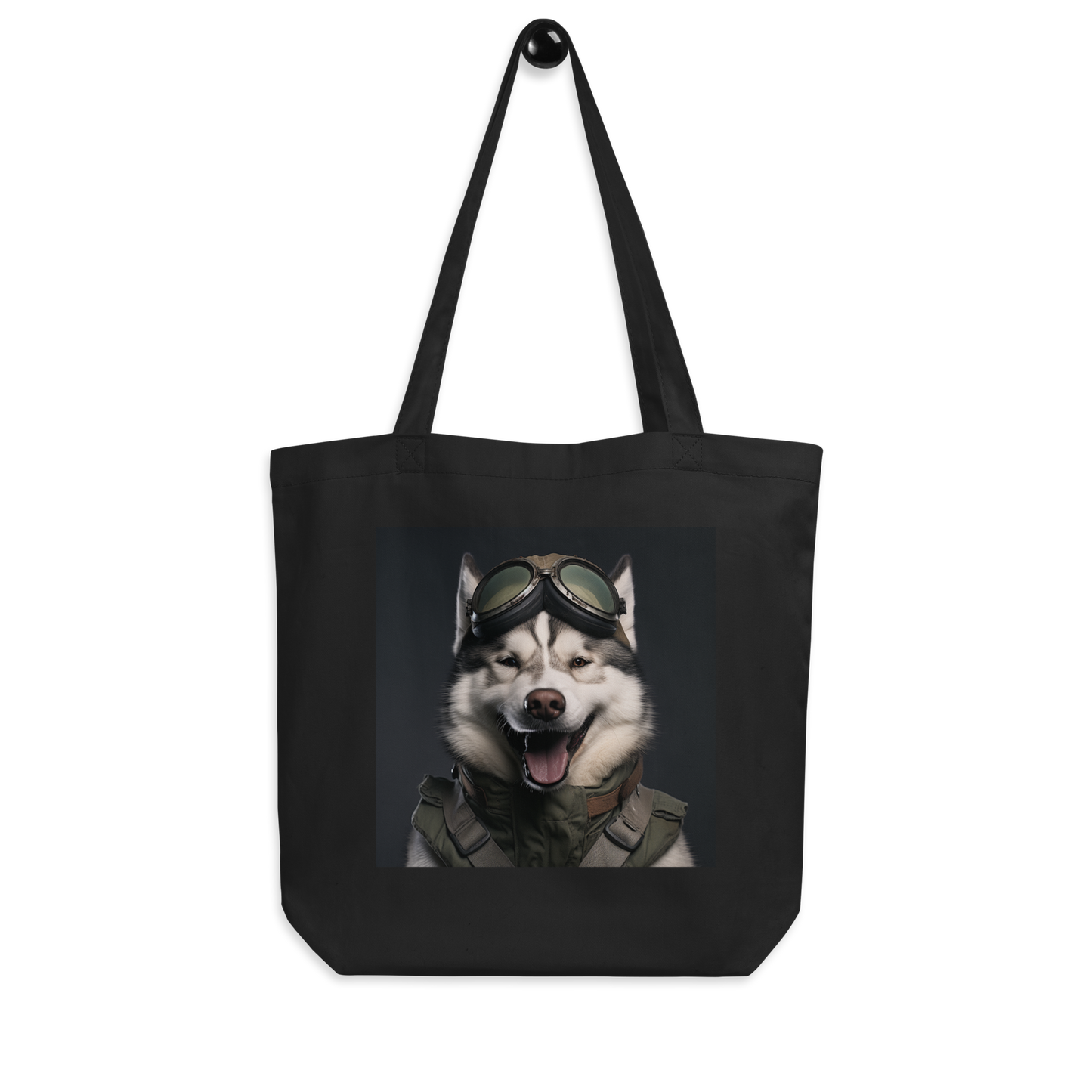 Siberian Husky Military Person Eco Tote Bag