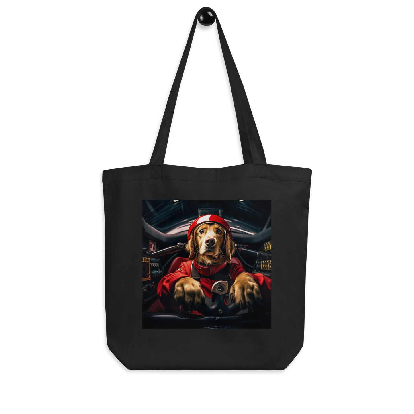 Golden Retriever F1 Car Driver Eco Tote Bag