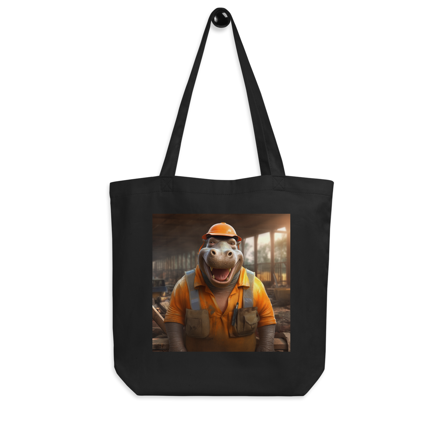 Hippo ConstructionWorker Eco Tote Bag