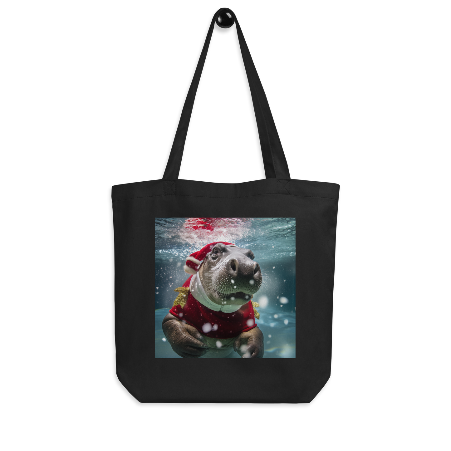 Hippo Christmas Eco Tote Bag