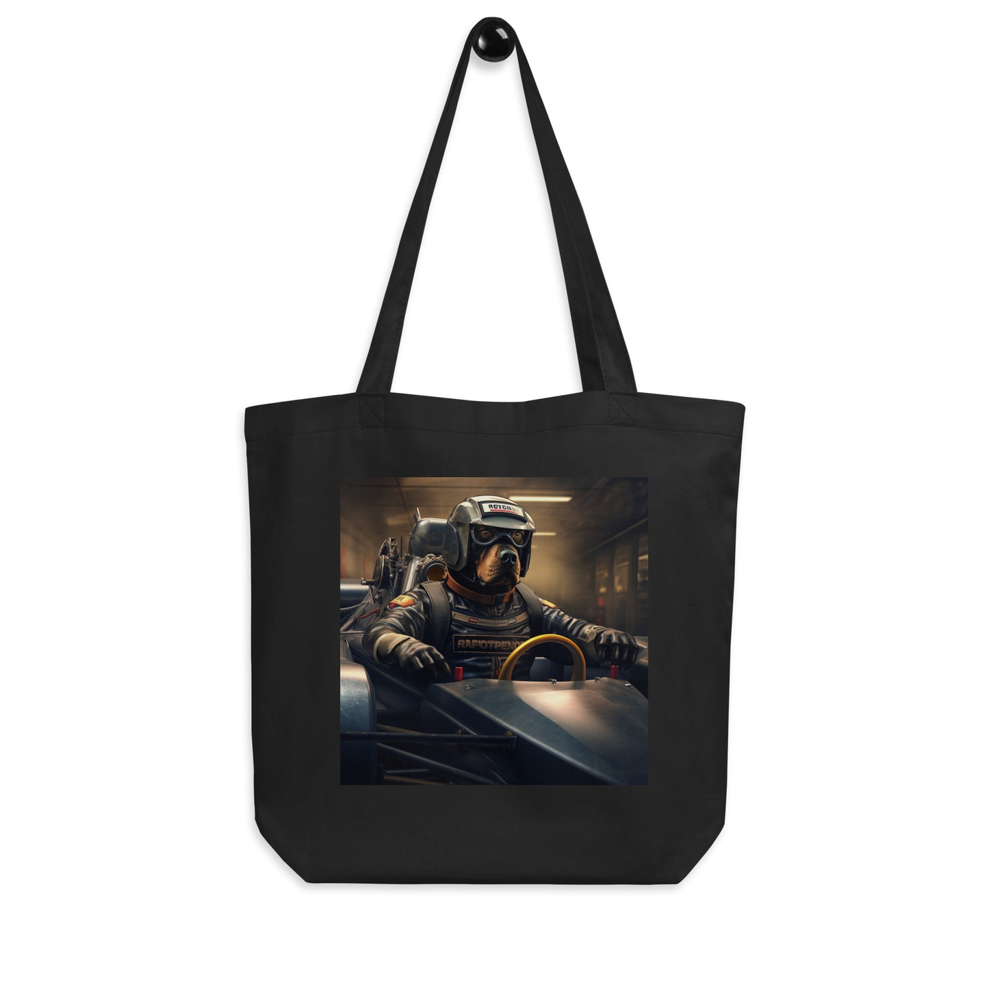 Rottweiler F1 Car Driver Eco Tote Bag