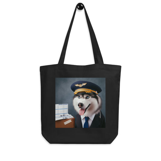Siberian Husky Airline Pilot  Eco Tote Bag