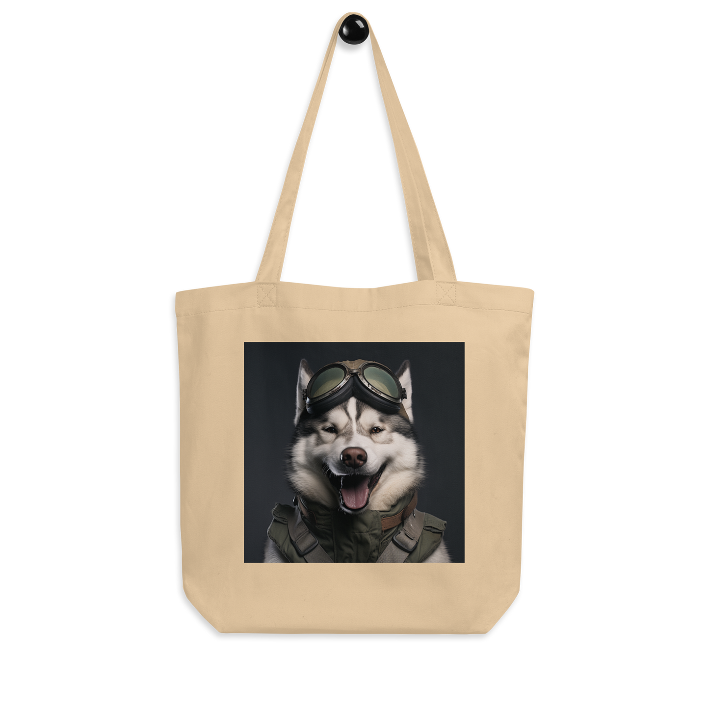 Siberian Husky Military Person Eco Tote Bag