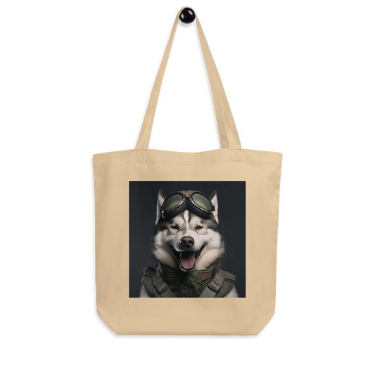 Siberian Husky Military Person Eco Tote Bag
