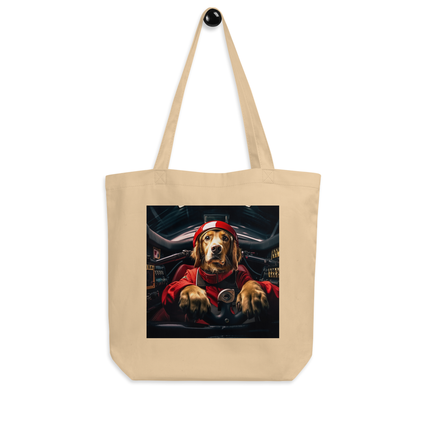 Golden Retriever F1 Car Driver Eco Tote Bag