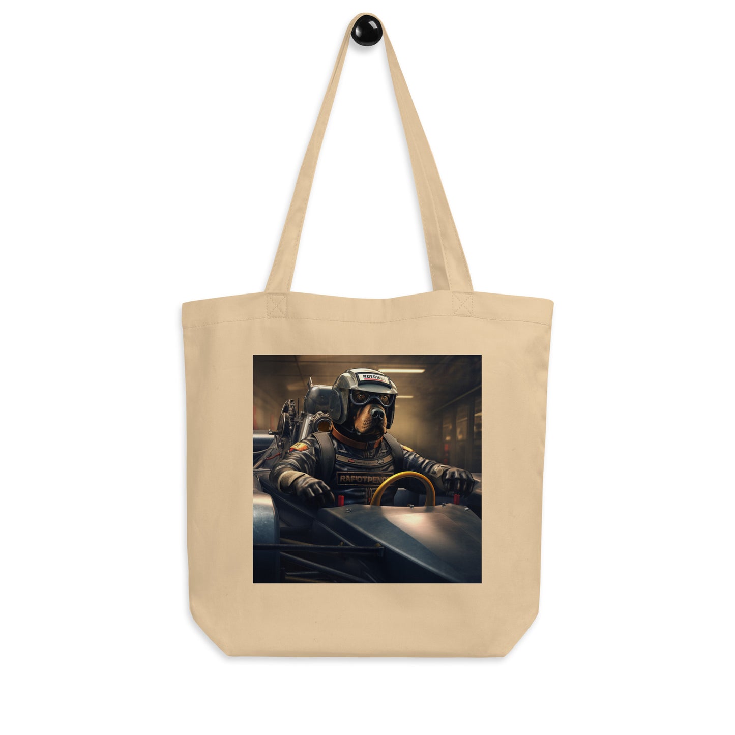 Rottweiler F1 Car Driver Eco Tote Bag