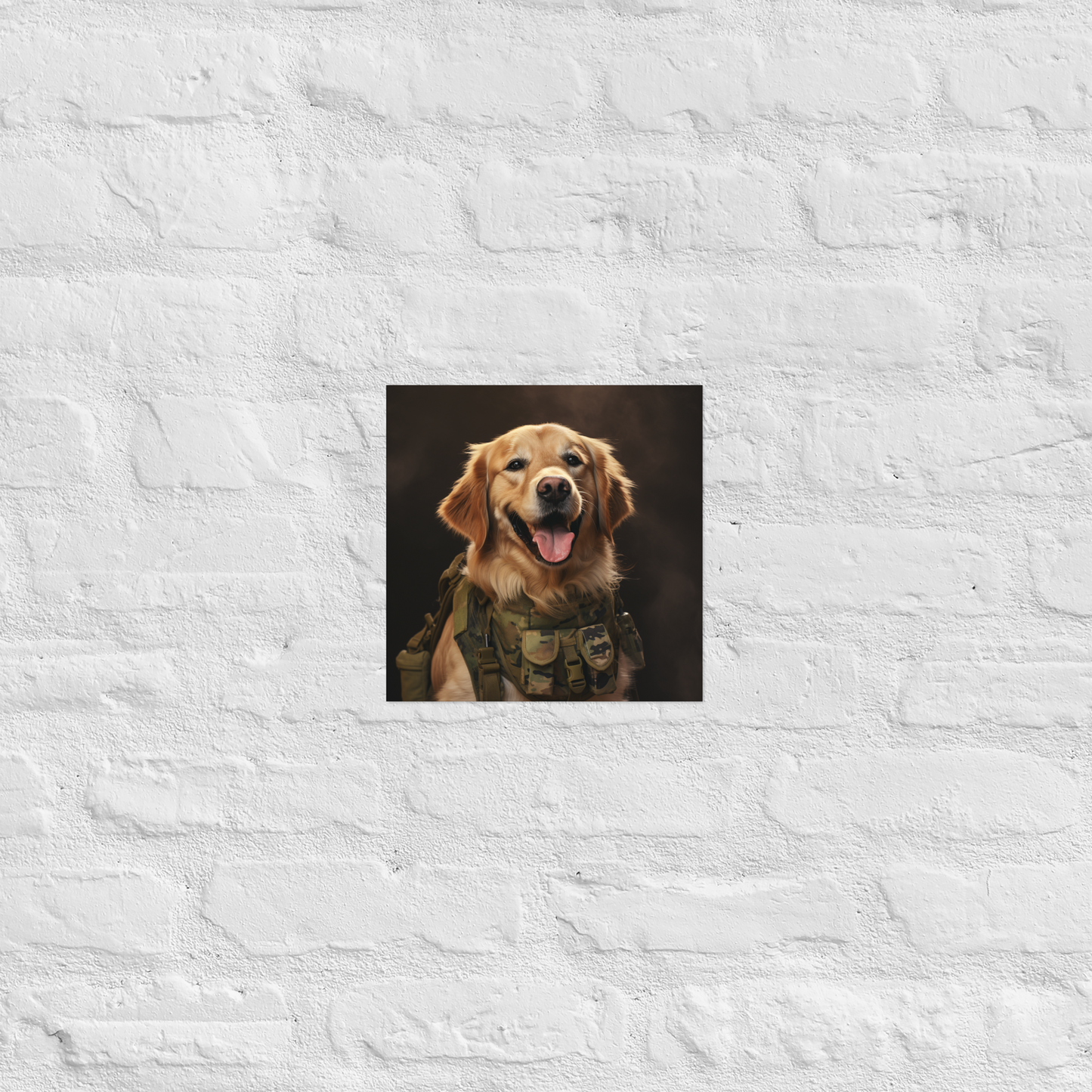 Golden Retriever Military Person Poster