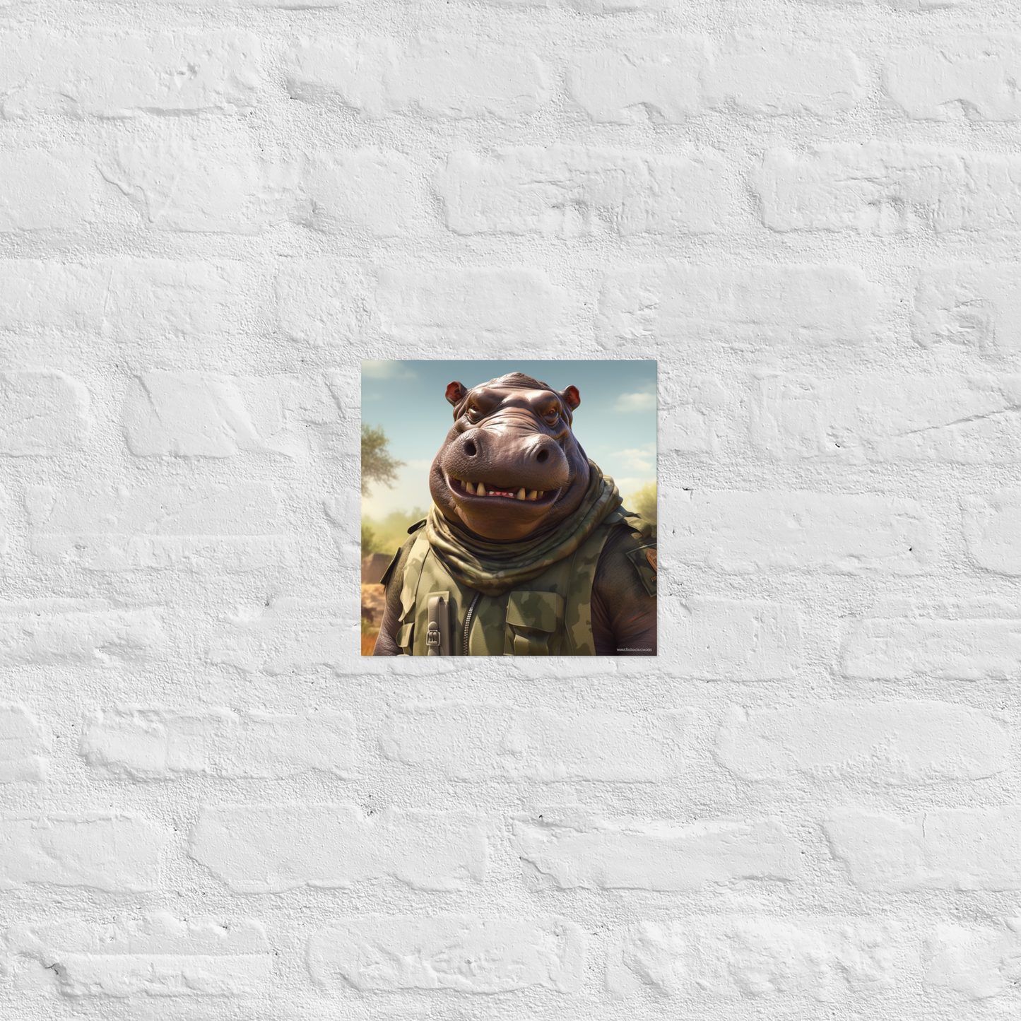 Hippo Military Person Poster