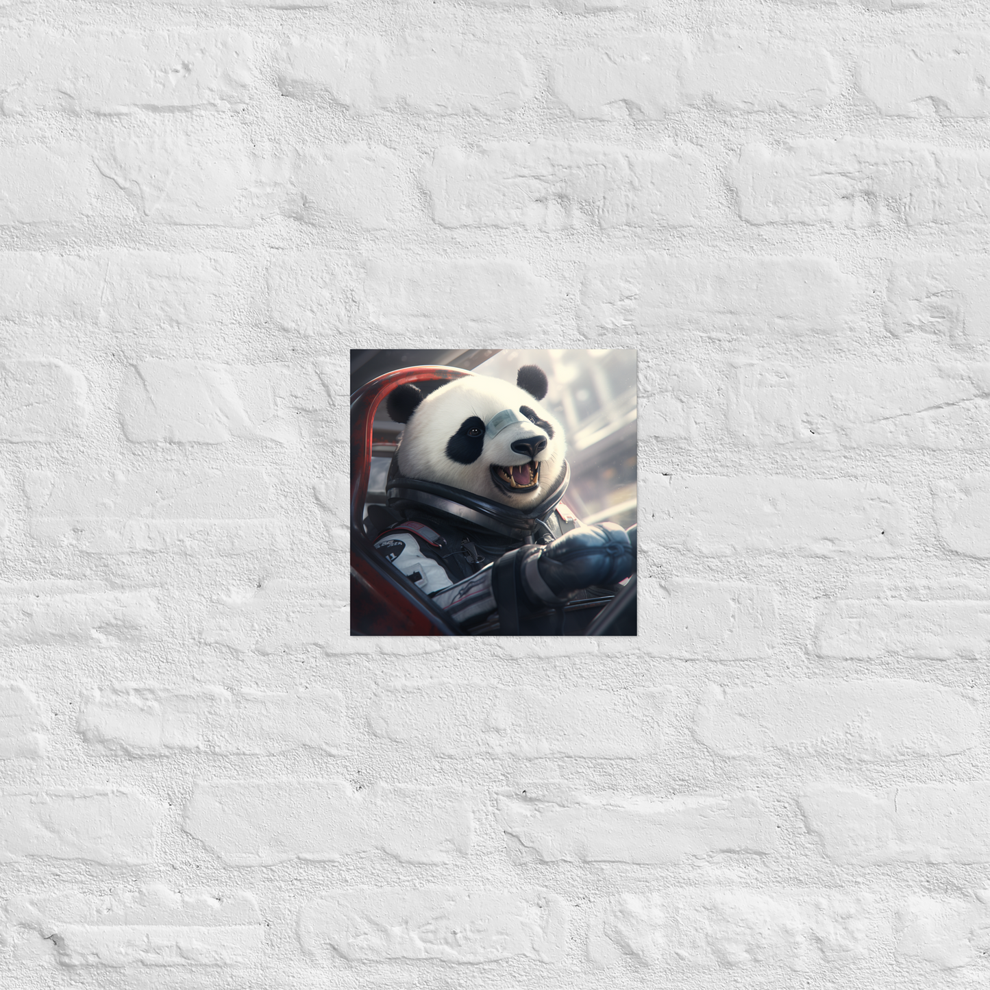 Panda F1 Car Driver Poster