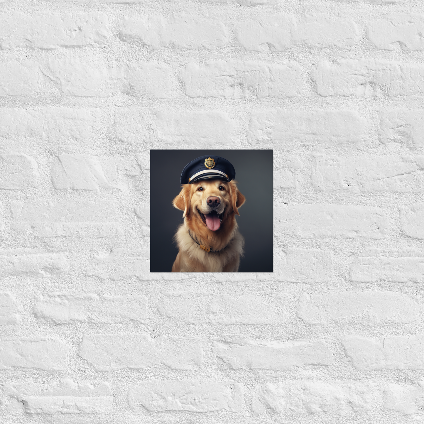 Golden Retriever Police Officer Poster