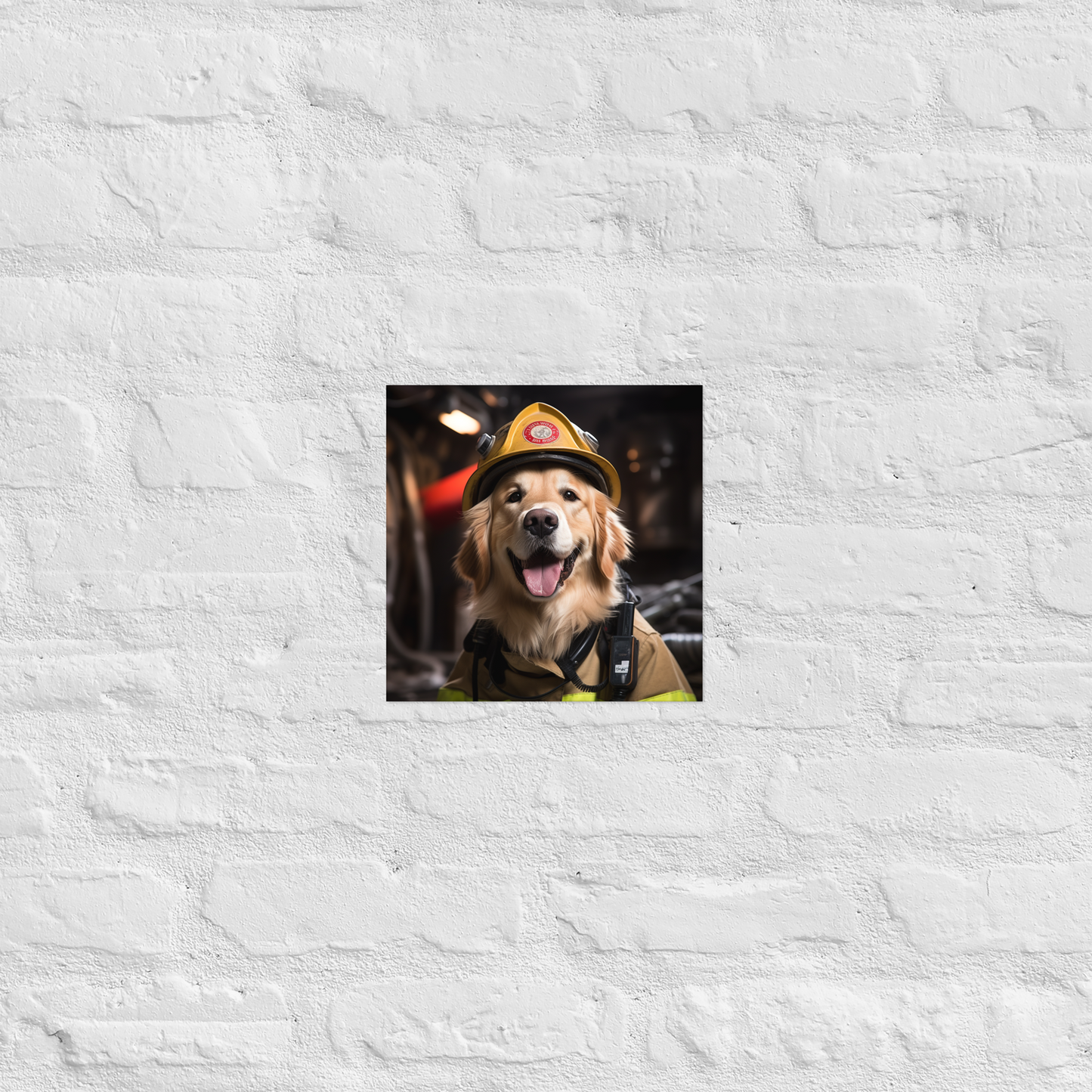 Golden Retriever Firefighter Poster