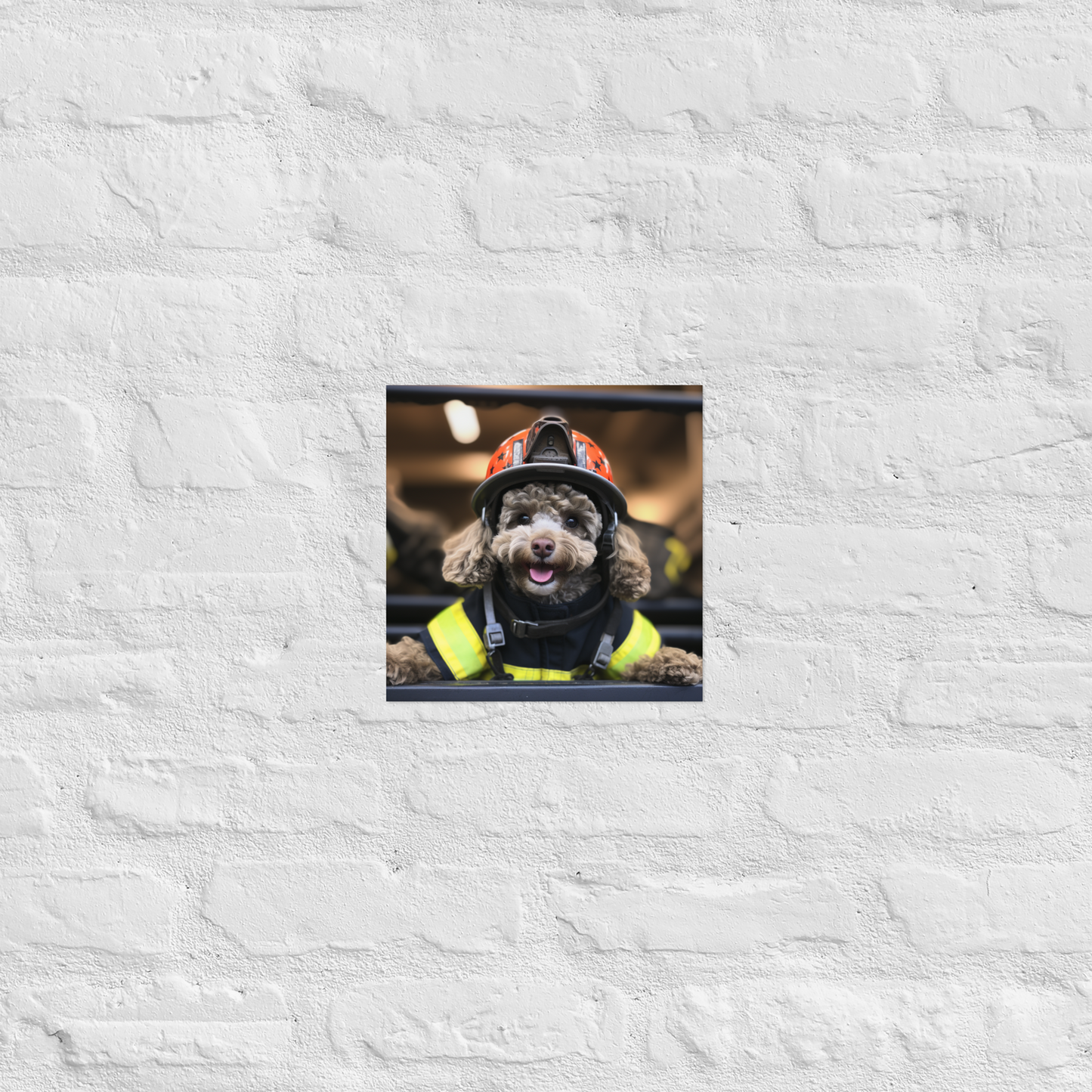 Poodle Firefighter Poster