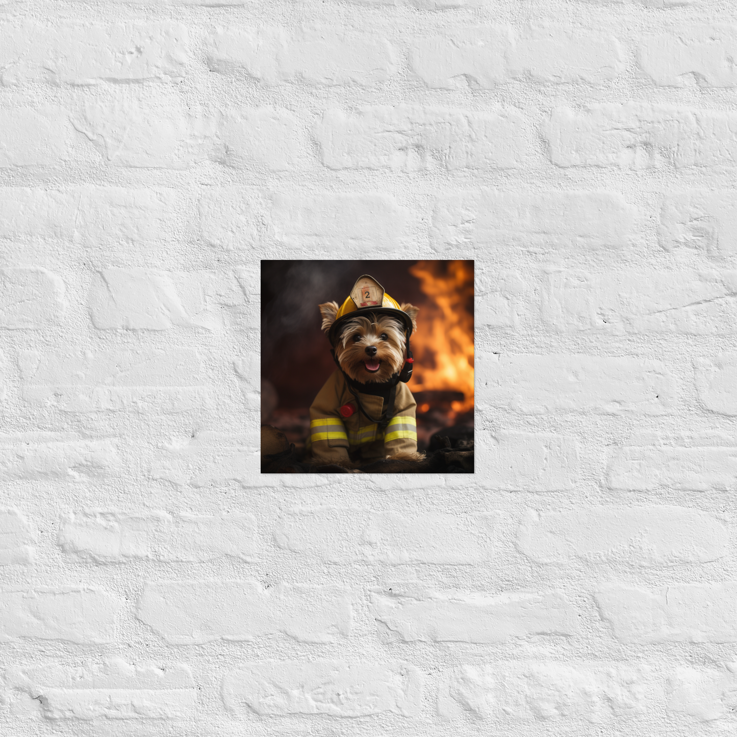 Yorkshire Terrier Firefighter Poster