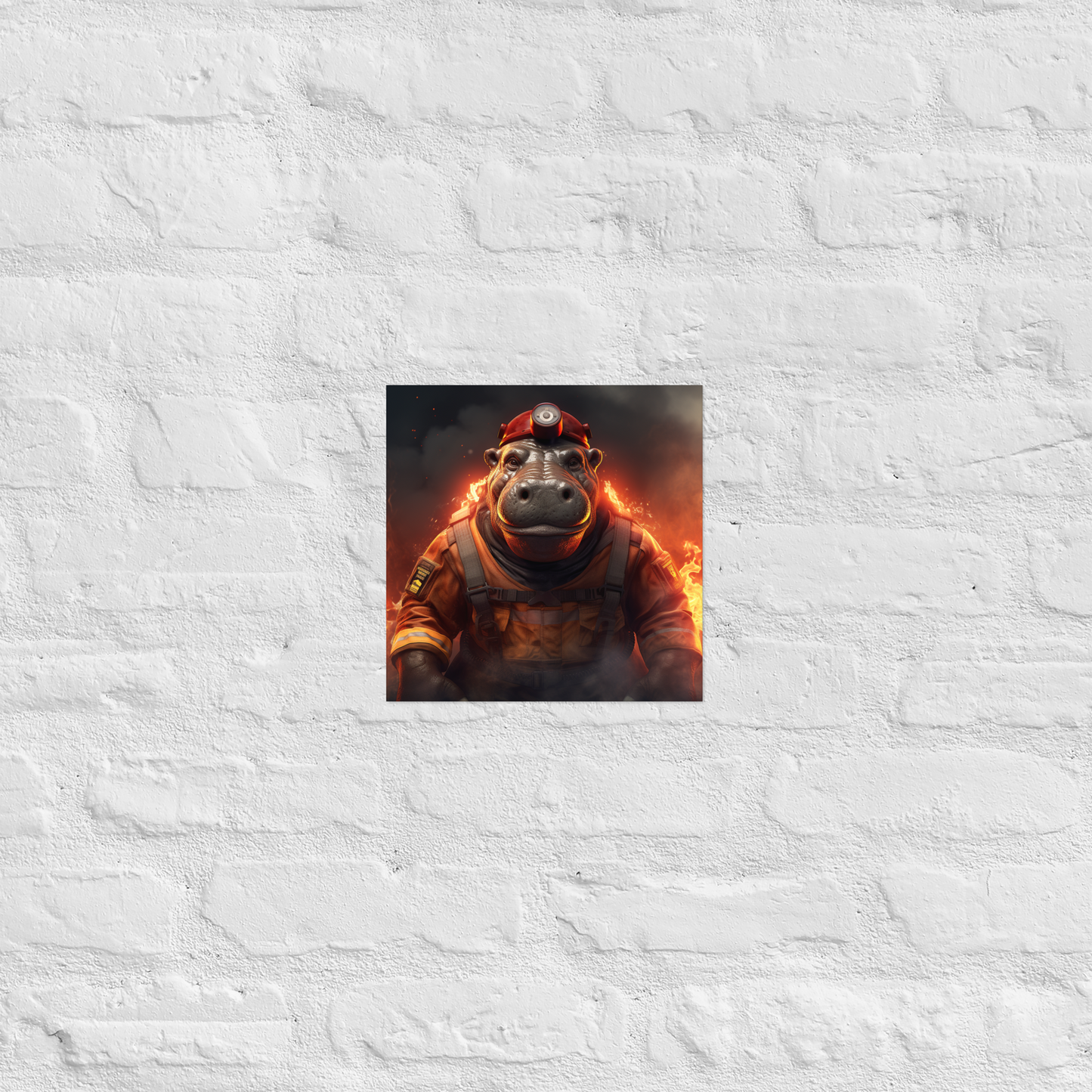 Hippo Firefighter Poster